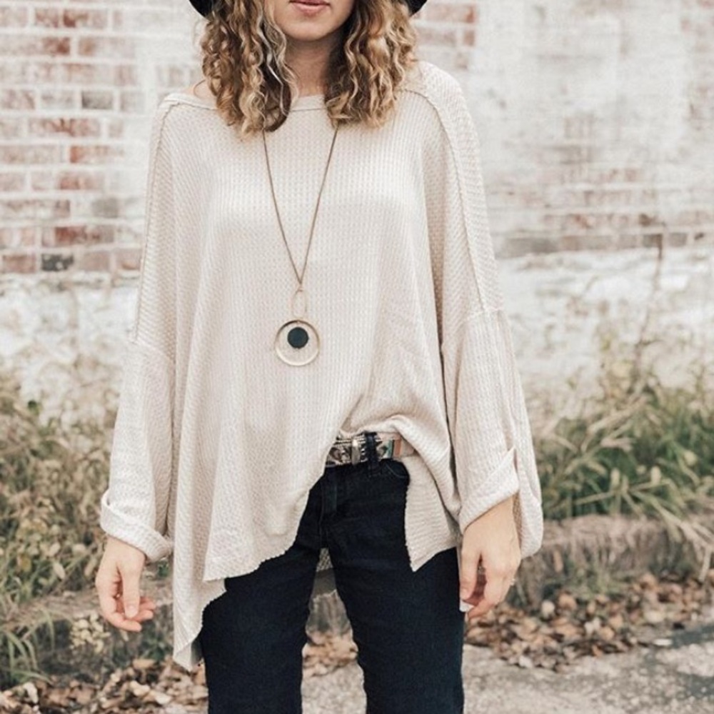 Neutral waffle knit top taupe boutique